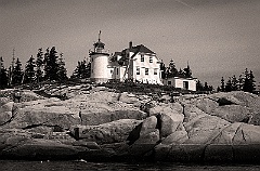 Heron Neck Lighthouse During Reconstruction - Sepia Tone